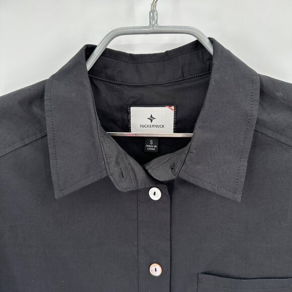 Tuckernuck Women's Black Callahan Shirt Dress Ruffle Hem Swing Style sz S NWOT - Picture 2 of 7